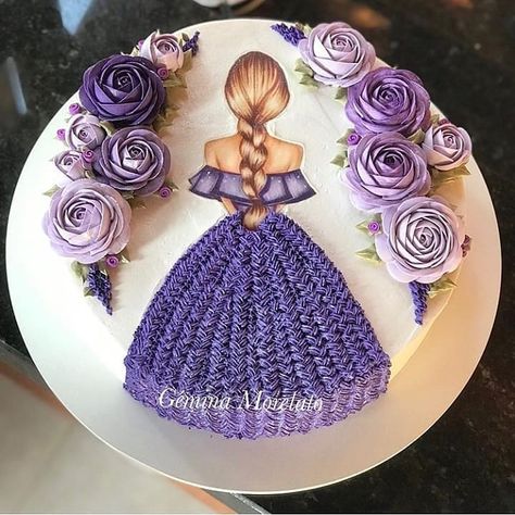 ⬅️ Follow  Cake 💜 from @geminamorelato . . #Weddingday #Weddingphoto #Weddingideas #Foodie #Cake #Weddingcake  #Yummy #Ilovefood  #Dessert… Cake Designs For Girl, Mini Torte, Birthday Cake Pictures, Luxury Cake, Cupcakes Decorados, Creative Cake Decorating, Cake Decorating Frosting, Beautiful Birthday Cakes, Painted Cakes