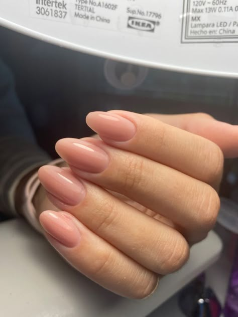 Almond Beige Nails, Beige Pink Nails, Beige Almond Nails, Oval Round Nails, Nude Pink Almond Nails, Nude Oval Nails, Pinky Nude Nails, Cow Nails, Spring Acrylic Nails