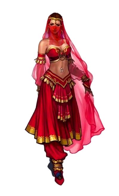 Female Human Bard Dancer Red - Pathfinder 2E PFRPG DND DD 3.5 5E d20 fantasy Dnd Dancer Outfit, Dancer Dnd Character, Bard Outfit Female, Anime Arabian Outfit, Dnd Dancer, Arabian Character Design, Dnd Dancer Female, Djinn Character Design, Djinn Female