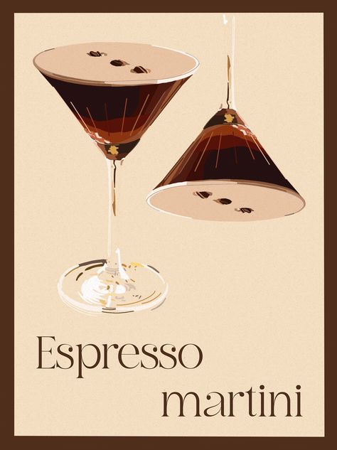 Espresso martini poster Espresso Martini Poster Vintage, Espresso Martini Wall Art, Espresso Martini Print, Espresso Martini Painting, Espresso Martini Aesthetic, Espresso Martini Poster, Espresso Aesthetic, Chocolate Poster, Espresso Art