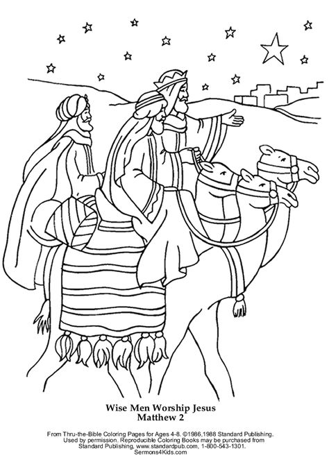 Wijze Mannen aanbidden Jezus Epiphany Crafts, Bible Coloring Sheets, Nativity Coloring Pages, Jesus Coloring Pages, The Three Wise Men, Sunday School Coloring Pages, Santa Klaus, Roi Mage, Worship Jesus