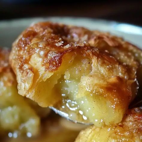 Hot Apple Dumplings Hot Apple Dumplings, Apple Dumplings Recipe, Crispy Cheddar Chicken, Apple Dumpling Recipe, Deserts Easy, Fried Pies, Apple Recipes Easy, Comfort Desserts, Stick Butter