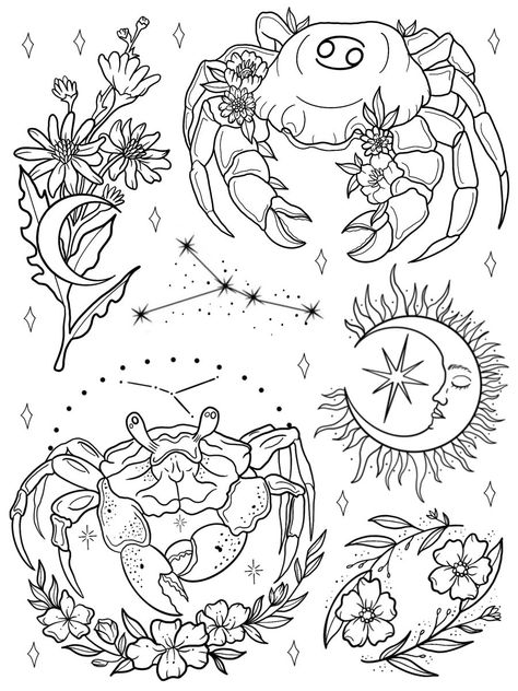 Astrology Painting Ideas, Astrology Coloring Pages, Cat Kingston, Kingston Tattoo, Zodiac Coloring Pages, Abstract Tattoo Ideas, Mexican Art Tattoos, Witch Tattoo, Flash Tattoo Designs