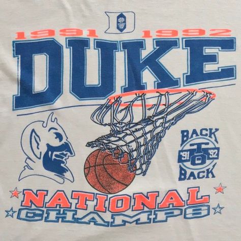 90S Duke Ncaa Basketball National Champs Shirt Vintage 1992 Duke Blue Devils Back To Back National Champs Souvenir Tee Vintage Sports T Shirt, Vintage Sports Graphic Design, Vintage Basketball Shirt, College Basketball Shirts, Basketball Graphics, Basketball Shirt Designs, 90s Sport, Basketball Uniforms Design, Basketball Championship