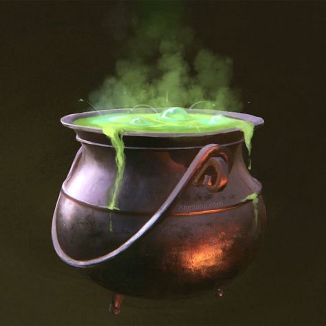 Witch's Cauldron, Witchs Cauldron, Witch Potion, Props Concept, Casual Art, 2d Game Art, Witches Cauldron, Game Props, Japon Illustration