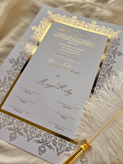 Nikkah Paper Signing, Nikkah Certificate Template, Nikkah Certificate Frame, Luxury Nikkah Certificate Background, Feather Pens, Nikkah Nama, Nikkah Certificate, Wedding Contract, Muslim Marriage