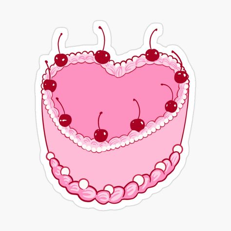 Cake Sticker Design, Birthday Cake Sticker, Cake Tattoo, Cherry Sticker, Cake Boxes Packaging, Cake Stickers, Cake Cherry, Cake Sticker, Ipad Hacks