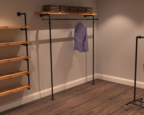 Modern Clothing Rack, Clothing Rack Bedroom, Coat Rail, Open Wardrobe, Industrial Bedroom, Industrial Interior Design, Urban Industrial, Bedroom Wardrobe, In The Closet