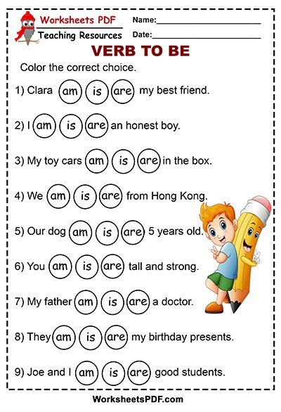 Am Is Are Worksheets, Verb To Be, Hello Teacher, English Grammar Exercises, English Grammar For Kids, Grammar For Kids, Work Sheet, Teaching English Grammar, The Verb