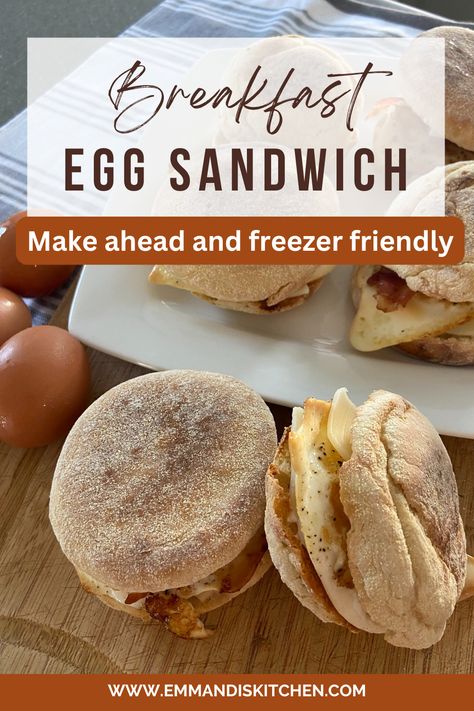 This fried egg make-ahead freezer healthy breakfast sandwich is the ultimate easy breakfast meal prep. It is layered with a delicious fried egg, a slice of cheese, and crispy bacon. This breakfast sandwich is both filling and delicious and is always a family favorite. Making meals ahead of time is one of the best gifts you can give yourself. No need to set aside extra time in order to stop at the drive-thru on the way to school drop-off or morning activities. Make Ahead Egg Sandwich Breakfast, Sourdough Egg Sandwich, Make Ahead Egg Sandwiches, Egg Sandwich Meal Prep, Meal Prep Breakfast Sandwich, Easy Egg Sandwich, Healthy Breakfast Sandwiches, Easy Breakfast Meal Prep, Egg Breakfast Sandwich