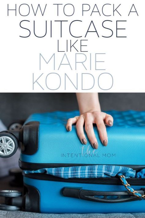 Wondering how to pack a suitcase like Marie Kondo? Is it better to roll or fold clothes? How do you pack a carry on? Here's how to pack smarter #theintentionalmom #mariekondo #springbreak #vacation #packing via @www.pinterest.com/JenRoskamp How To Fold Clothes For Packing Cubes, Folding Outfits Together, How To Roll Clothes, Folding Clothes For Suitcase, Marie Kondo Folding Clothes, Roll Clothes For Packing, Marie Kondo Folding, How To Fold Jeans, Marie Kondo Organizing