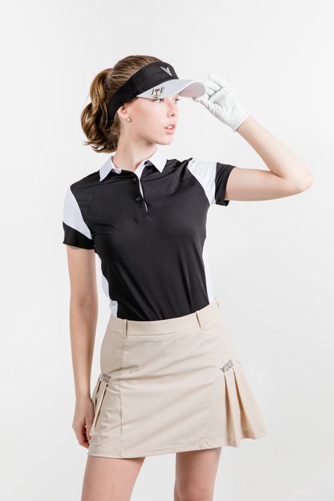 Shop our collection of women's golf shirts to get some cute new polos & pullovers for your next game. Stylish, comfortable & made for golfing. Browse today! Women's Golf Fashion, Golf Uniform, Womens Golf Wear, Womens Golf Skirts, Sports Attire, Womens Golf Fashion, Womens Golf Shirts, Polo Women, Golf Attire