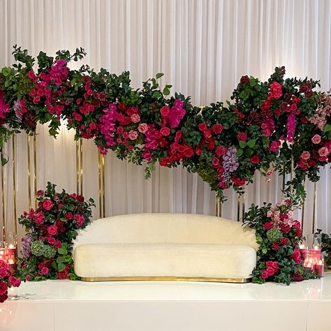 Our beautiful floral backdrop brought Mashrur & Parisa’s wedding vision to life. Styling, decor and florals by @museweddingsandevents Wedding planning by @themaharanidiaries Candles by @rosewood.candles Venue @novellaonthepark Wedding Floral Photo Backdrop, Wedding Floral Backdrop, Floral Photo Backdrop, Wedding Background Decoration, Wedding Planning Decor, Party Deco, Ganpati Decoration, Backdrop Ideas, Wedding Decor Style