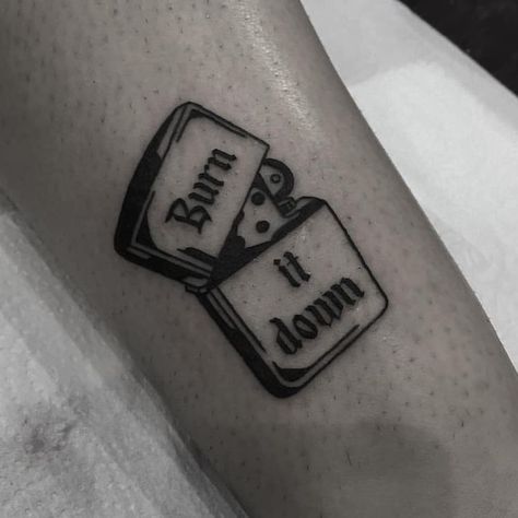 Lighter Tattoo, Tato Minimal, Light Tattoo, Burn It Down, Black Tattoo, White Patches, Tattoo Outline, Zippo Lighter, White Tattoo