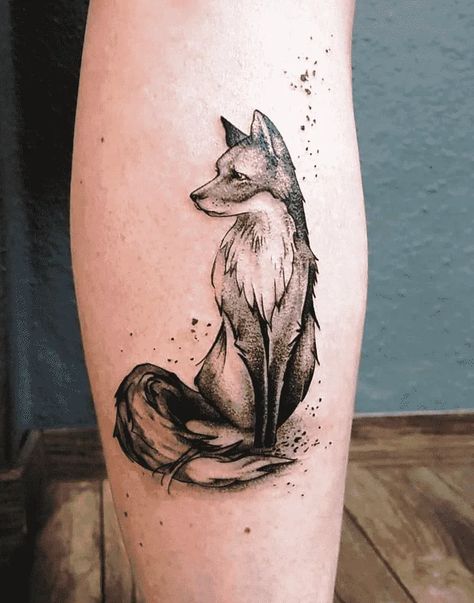 Fox Tattoo Meaning, Small Fox Tattoo, Tattoo Bear, Black Cat Tattoo, Fox Tattoo Design, Tier Tattoo, Tattoo Plant, Black Cat Tattoos, Plant Tattoo