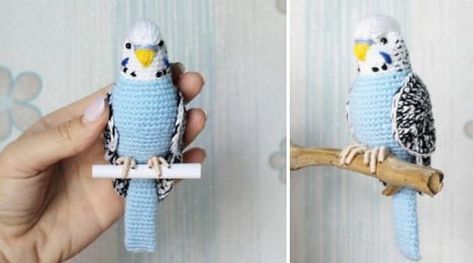 Crochet Budgie Pattern Crochet Birds, Crochet World, Fun Crochet Projects, Knitting Tutorial, Half Double Crochet, Tapestry Needle, Diy Arts And Crafts, Crochet Yarn, Cute Crochet