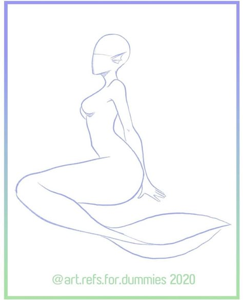 Reference by @art.refs.for.dummies on Instagram Drawing Mermaid Sketches, Bath Reference, Mermaid Template, Art Refs, Mermaid Sketch, Body Image Art, Mermaid Artwork, Cartoon Style Drawing, Drawing Stencils