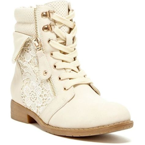 Lace combat boots Fashion for feet ❤ liked on Polyvore Spring White Lace-up Boots With Flat Heel, Fall Beige Lace-up Combat Boots, White Casual Lace-up Combat Boots, Spring White Lace-up Combat Boots, Cream Lace-up Boots Medium Width, Lace Combat Boots, Converse Outfits, Combat Boots Style, Tumblr Outfits