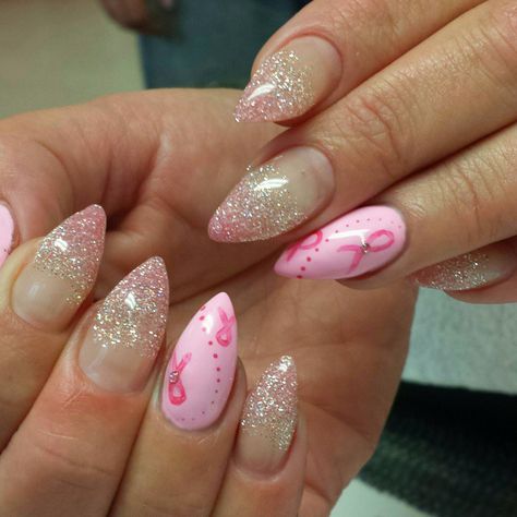 Awareness Nail Designs, Best Nails Design, Pink Ribbon Nails, Lily Nails, October Nails, Beautiful Nail Designs, Nail Studio, Manicure Y Pedicure, Cool Nail Designs