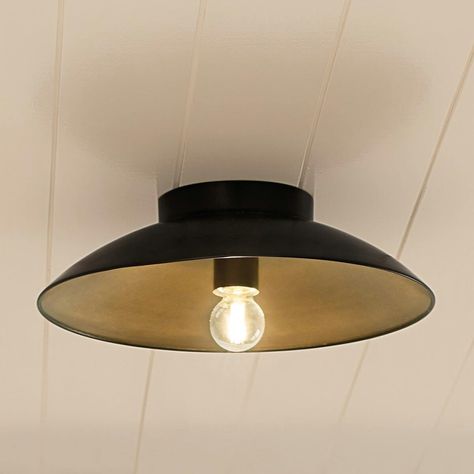 Kira 1 Light Flush Mount Black Cover Ugly Light Fixture, Flush Mount Kitchen Lighting, Black Flush Mount Light, Hallway Light Fixtures, Brass Interior, Modern Flush Mount, Kitchen Ceiling Lights, Flush Mount Light, Kitchen Pendants