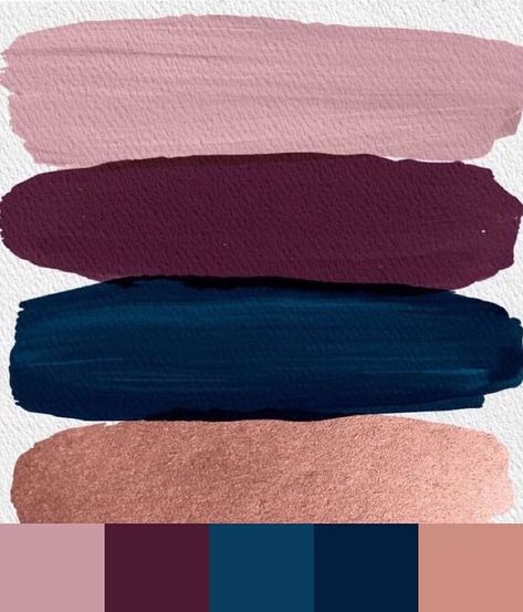 Navy Pink Bedroom Ideas, Mauve And Teal, Navy Palette, Rustic Wedding Decorations, Bedroom Color Schemes, Blue Colour Palette, Color Palette Design, Dark Blue Color, Color Inspo