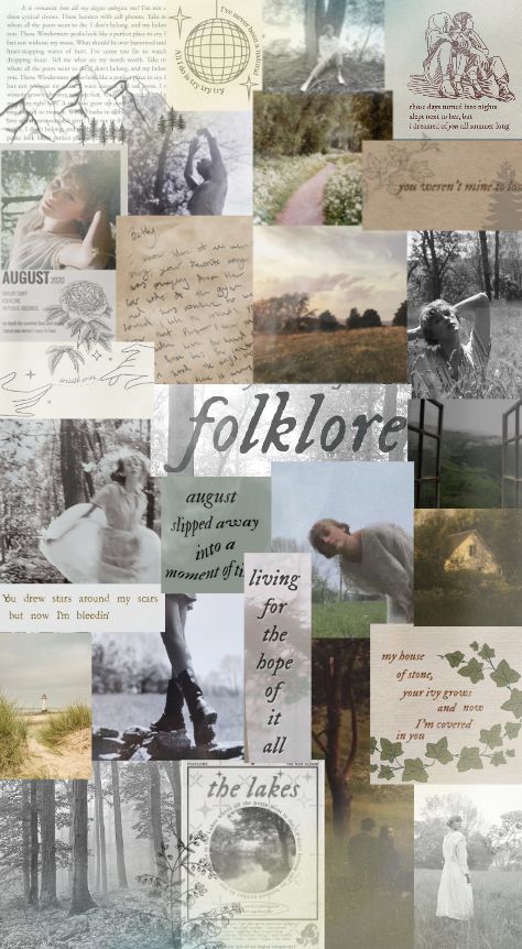 folklore aesthetic wallpaper Taylor Swift Folklore Wallpaper Collage, Folklore Phone Background, Folklore Aesthetic Collage, Taylor Swift Collage Wallpaper Folklore, Aesthetic Folklore Wallpaper, Folklore Themed Wallpaper, Folklore Album Wallpaper, Folklore Collage Wallpaper, Taylor Swift Collage Folklore