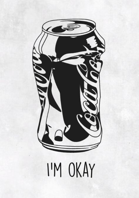 A simple damaged soda can to represent how we are #tattoo #tattooideas #soda #imok Soda Can Tattoo, Soda Bottle Drawing, Soda Tattoo, Ok Tattoo, Can Tattoo, Soda Tab, Bottle Drawing, Soda Bottle, I'm Ok