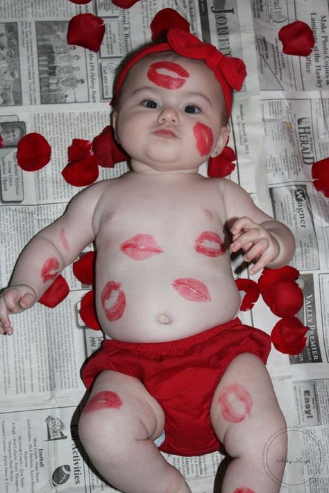 February Baby Pictures Ideas, Valentine's Day Baby Photo Shoot Ideas, Valentines Theme Baby Photoshoot, 2 Month Baby Picture Ideas January, Diy Baby’s First Valentines, Photo Baby Month By Month, Months Photos Baby Ideas, Baby Valentines Photoshoot 4 Months, Baby Girl Valentine’s Day Shoot