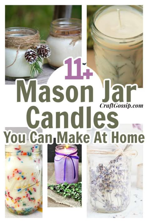 Creative Candle Jars, Homemade Candle Container Ideas, Scented Mason Jar Candles Diy, Candle Jar Crafts Diy, Decorating Mason Jars Ideas, Candle Glass Jar Ideas, Jar Candles Ideas, Homemade Mason Jar Candles, Candle Jar Decorating Ideas