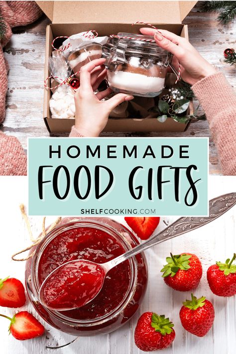 These 20 homemade food gifts are easy, cheap, and quick! They'll be a crowd favorite and they won't break the bank, Win-Win! Homemade Christmas Gifts For Large Groups, Fun Christmas Food Ideas, Bulk Gift Ideas, Fun Christmas Food, Diy Christmas Gifts Food, Mexican Hot Chocolate Recipe, Shelf Cooking, Easy Gift Idea, Non Perishable Foods