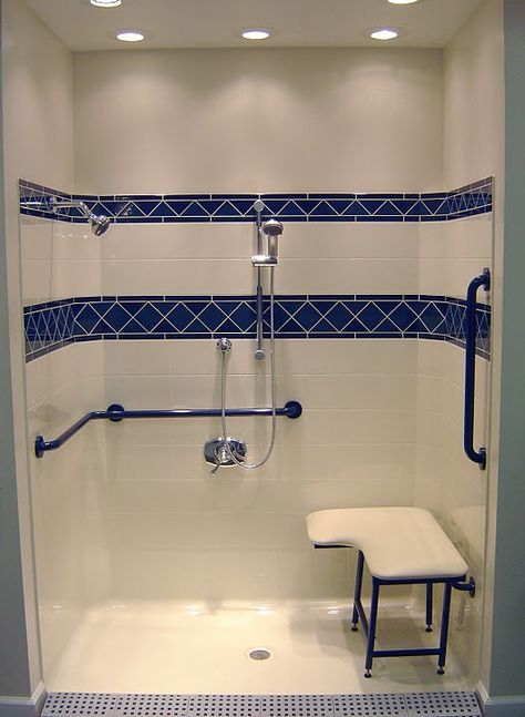 Shower bars. Wheelchair Bathroom, Handicapped Bathroom, Bathroom Shower Stalls, Accessible Bathroom Design, Ada Bathroom, Budget Bathroom Remodel, Accessible Bathroom, Unique Bathroom, Best Bath