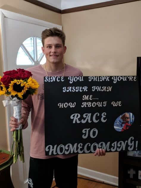 Homecoming proposal for the Track Star Track Prom Proposal Ideas, Hoco Proposals Ideas Track, Running Homecoming Proposal, Courtwarming Proposals, Track Homecoming Proposal, Track Hoco Proposals, Track Promposal, Track Promposal Ideas, Homecoming Signs High School Dance