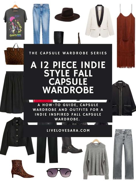 A 12 Piece Indie Fall Capsule Wardrobe - livelovesara Edgy Capsule Wardrobe, Irina Lazareanu, Fall Outfit Ideas For Women, 2000s Indie, Sienna Miller Style, Agyness Deyn, Travel Looks, W Outfits, Kate Olsen