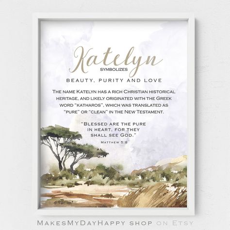 Katelyn Name meaning,First name wall art,Given name,Bible meaning,Custom Printable Name,Safari room decor,Savannah landscape,Holiday gift by MakesMyDayHappy on Etsy Evelyn Name Meaning, Niamh Name Meaning, Jocelyn Name Meaning, Madelyn Name Meaning, Lynn Name Meaning, Safari Room Decor, Bible Meaning, Safari Home Decor, Safari Room