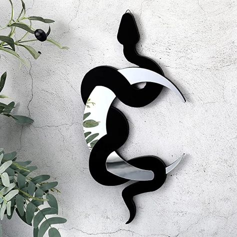 Weysat Black Snake and Crescent Moon Mirror Wall Decor Boho Hanging Mirrors Snake Decor Mirror Decorative Wall Art for Living Room Home Bathroom Bedroom Hallway (Silver) (Silver) Moon Mirror Wall Decor, Crescent Moon Mirror, Boho Mirrors, Hanging Mirrors, Gothic Mirror, Moon Mirror, Wall Decor Boho, Rock N Roll Style, Decorative Wall Art