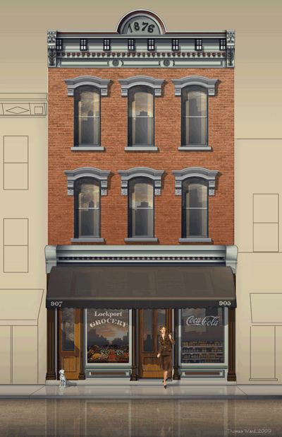 Building Facade Illustration, Facade Illustration, 2d Building, Art Nouveau Arquitectura, Ui Ux 디자인, San Myshuno, Storefront Design, Building Front, Victorian Buildings