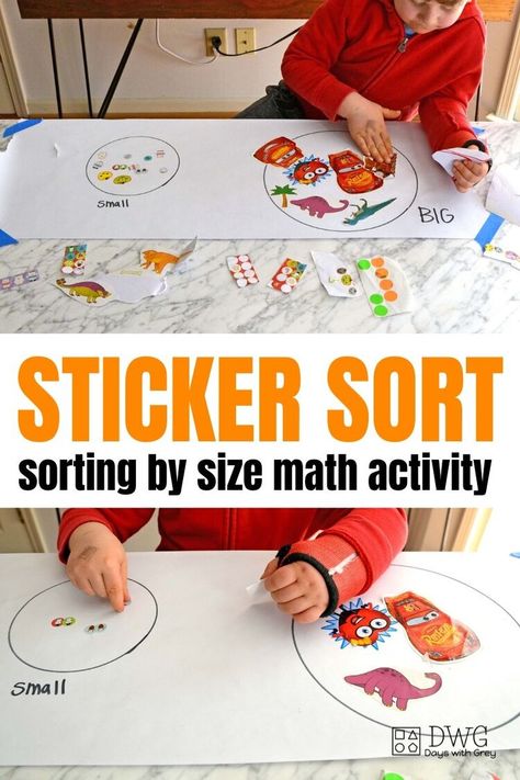 Sticker Sort by Size — Days With Grey Sorting By Size, Breakfast Invitation, Sort By Size, Homeschooling Activities, Homeschool Fun, Preschool Fine Motor Activities, Activity For Preschoolers, Fun Breakfast, Diy Preschool