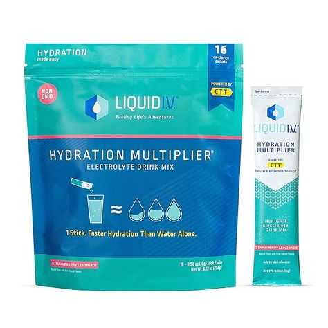 Amazon.com: Liquid I.V. Hydration Multiplier - Strawberry Lemonade - Hydration Powder Packets | Electrolyte Powder Drink Mix | Easy Open Single-Serving Sticks | Non-GMO |1 Pack (16 Servings) : Health & Household Hydration Multiplier, Liquid Iv, Electrolyte Powder, Powder Drink, Electrolyte Drink, Single Serving, Strawberry Lemonade, Single Serve, Non Gmo