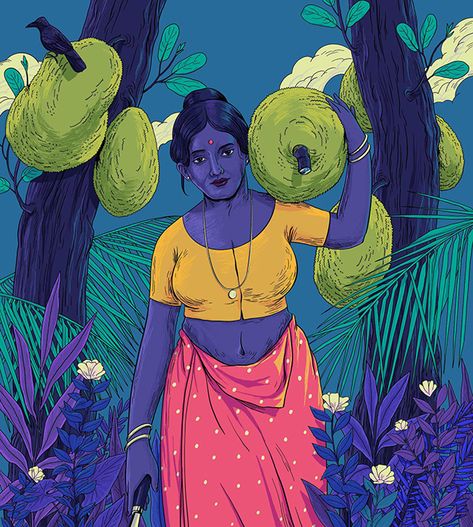 Kerala Illustration, Indian Digital Art, Indian Retro, Retro Illustrations, Contemporary Folk Art, Illustration Story, Bright Art, Diy Canvas Art Painting, Illustration Character Design