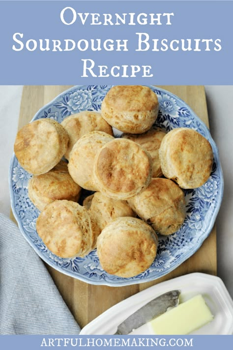 This sourdough biscuits recipe is the perfect way to use sourdough discard. These overnight, long-fermented biscuits are easy and delicious. Long Fermented Sourdough Biscuits, Overnight Sourdough Biscuits Recipe, Vegan Sourdough Biscuits, Long Fermented Sourdough Cookies, Overnight Sourdough Biscuits, Overnight Sourdough Discard Recipes, Long Fermented Sourdough Recipes, Overnight Sourdough Recipes, Sourdough Biscuits Recipe