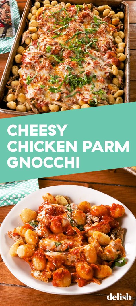 Chicken Parm Gnocchi, Chicken Gnocchi Casserole, Gnocchi Casserole, Parmesan Gnocchi, Baked Boneless Chicken Thighs, Chicken Gnocchi, Chicken Parm, Gnocchi Recipes, Soup Recipes Slow Cooker