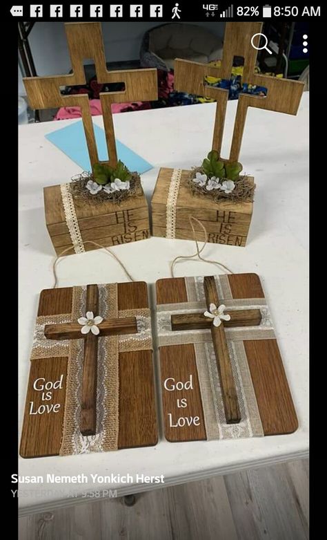 Wooden Cross Crafts Ideas, Decorated Crosses Diy, Christian Centerpiece Ideas, Diy Jenga Block Crosses, Jenga Block Crafts Diy Dollar Tree Cross, Easter Cross Crafts, Twine Cross On Wood, Wooden Cross Crafts Paint, Wooden Crafts Build-a-cross