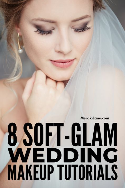 8 Soft Glam Wedding Makeup Looks and Tutorials for Brides and Bridesmaids | Looking for bridal makeup trends for your wedding day? These step-by-step video tutorials, tips, and products will give you glowing skin and a flawless finish for beautiful photos and videos. Whether you're a blonde, red head, or brunette with blue eyes, brown eyes, or green eyes, we're also sharing links to the best long-lasting makeup products for picture-perfect skin on your special day! Evening Wedding Makeup For Blue Eyes, Best Makeup For Wedding Day, Natural Glam Wedding Makeup Tutorial, Wedding Makeup Lips, Bridal Makeup For Green Eyes Blonde Hair Wedding, Natural Wedding Makeup Blue Eyes Brown Hair, Classic Wedding Makeup Green Eyes, Dramatic Wedding Makeup For Green Eyes, Evening Wedding Makeup