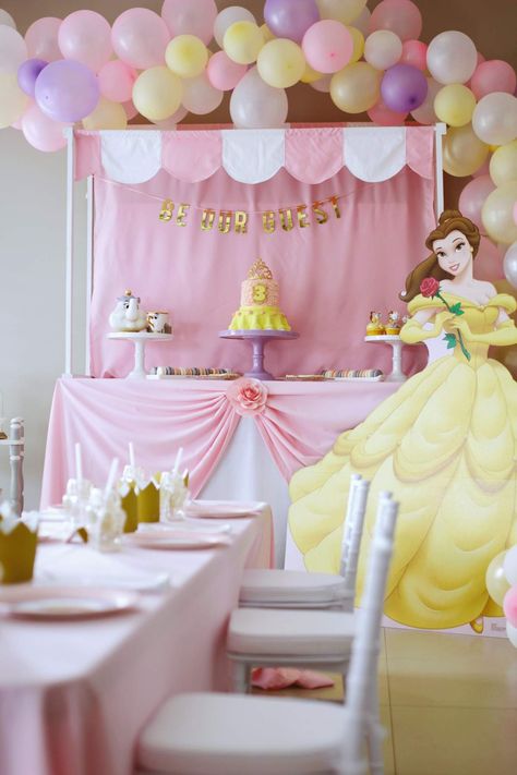 Belle / Beauty and the Beast Birthday Party Ideas | Photo 2 of 25 Beauty And The Beast Tea Party, Be Our Guest Birthday Party, Belle Birthday Party Decorations, Be Our Guest Party, Belle Party Ideas, Princess Belle Party, Princess Themed Birthday Party, Beauty And The Beast Birthday, Belle Birthday Party