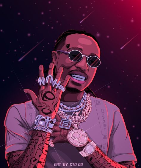 #migos #quavo #huncho #digitalart #illustration Quavo Huncho, Migos Quavo, Tupac Art, Rapper Wallpaper Iphone, Trill Art, Dope Cartoons, Hip Hop Artwork, Hip Hop Poster, Hypebeast Wallpaper