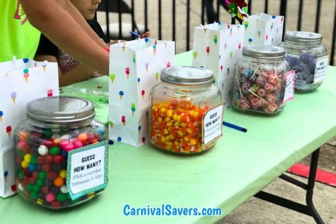 Carnival Activity Games - Candy Guess Guessing Booth, Pick A Pop Carnival Game, Church Carnival Games, Easter Prizes, Snowball Toss, Guessing Jar, Carnival Party Games, Carnival Activities, Halloween Prizes