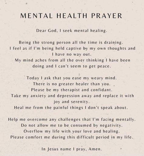 Prayers For My Mental Health, Jesus And Mental Health, Prayer For Husband Mental Health, Prayer For Mental Health, Prayer For Boyfriend, 2025 Journal, Christian Mental Health, Prayer Jar, Prayer For Husband