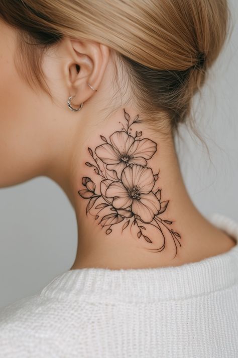 Cute Side Neck Tattoos For Women, Women Side Neck Tattoo, Woman Neck Tattoo Side, Floral Neck Tattoo For Women, Mandala Neck Tattoo For Women, Side Of Neck Tattoos Women, Women’s Neck Tattoo, Neck Tattoos Women Side, Side Neck Tattoos Women