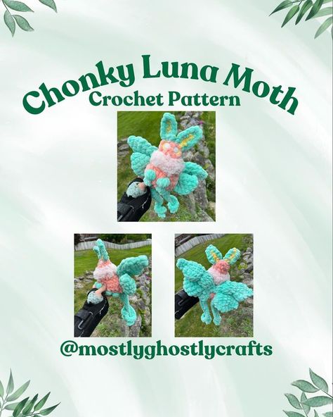 Luna Moth Crochet, Moth Crochet Pattern, Moth Crochet, English Terminology, Moth Pattern, Plushie Patterns, Luna Moth, My Followers, Crochet Stuff