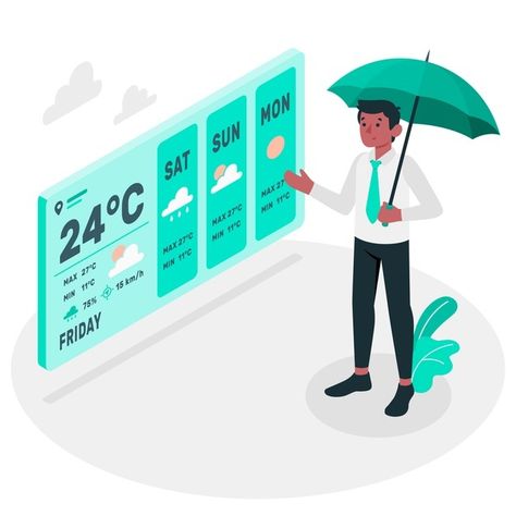 Weather concept illustration | Free Vector #Freepik #freevector #report #weather #temperature #forecast Weather Temperature, Weather Models, Weather Science, Weather Predictions, Todays Weather, Weather Instruments, Extreme Weather Events, Isometric Illustration, Concept Illustration